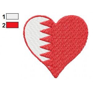 Bahrain Heart Flag Embroidery Design